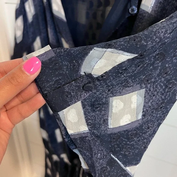 TORY BURCH | Erica Silk Square Print Navy blue Antibes Mini Dress - Picture 3 of 3